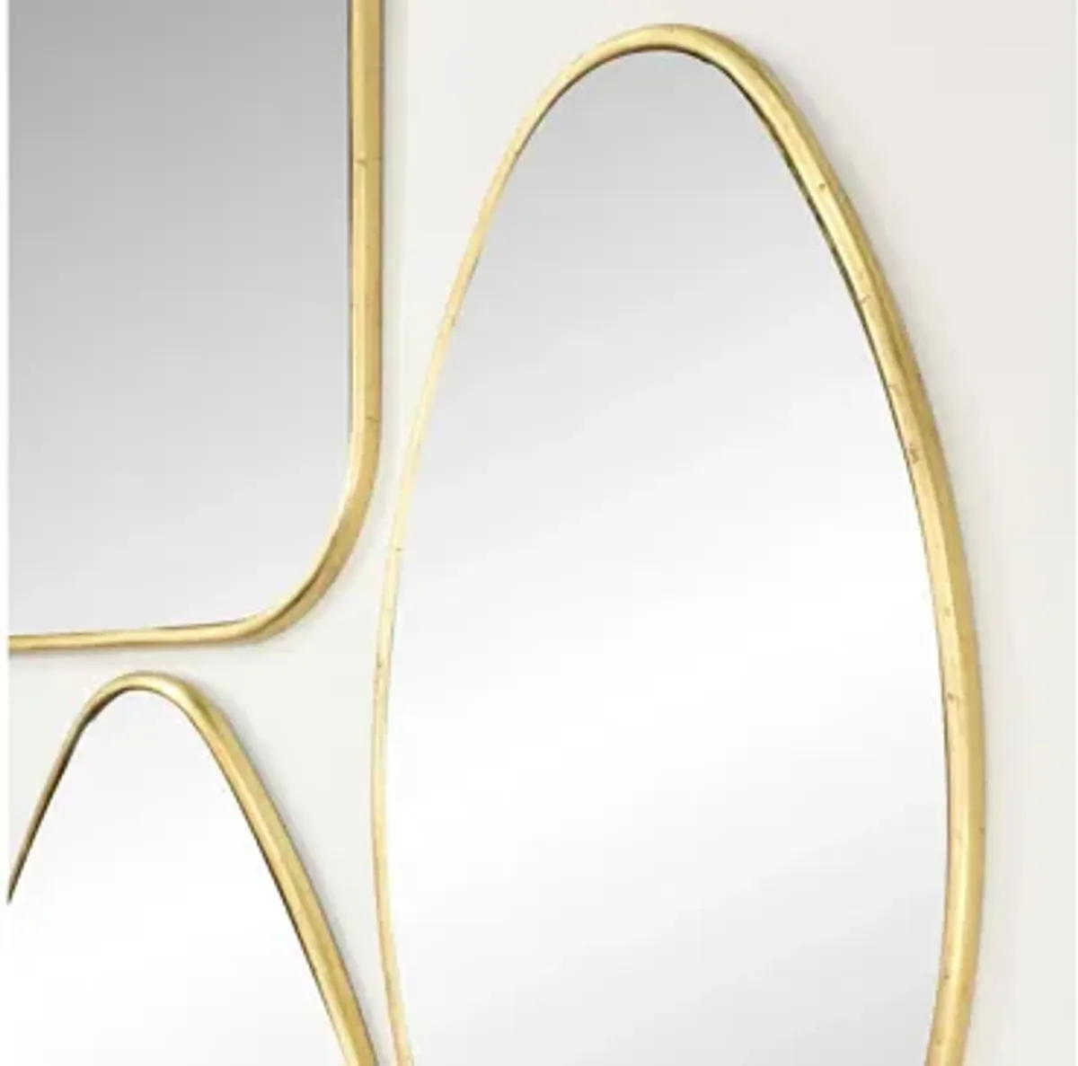 Ivy Collection Set of 4 Gold Wood Wall Mirrors