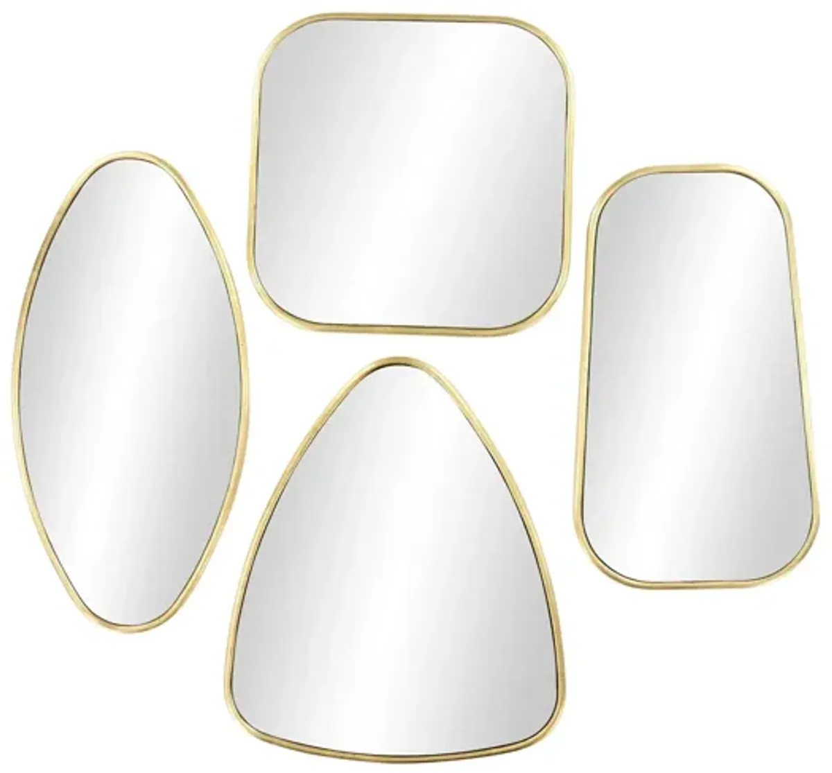 Ivy Collection Set of 4 Gold Wood Wall Mirrors