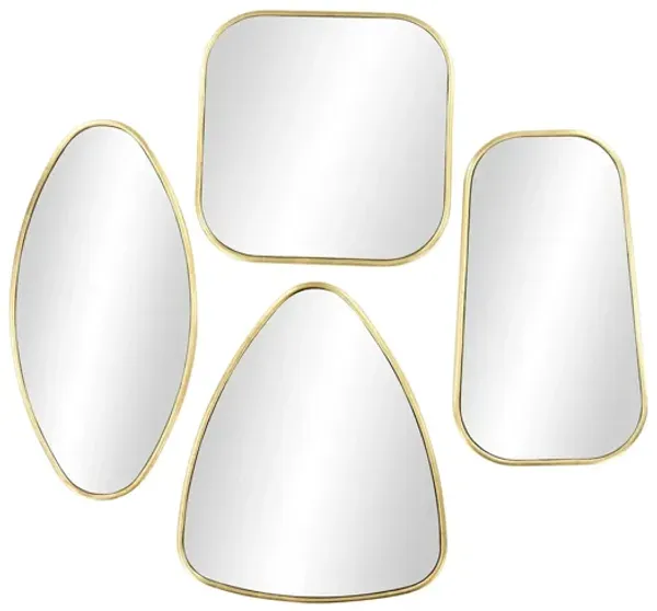 Ivy Collection Set of 4 Gold Wood Wall Mirrors