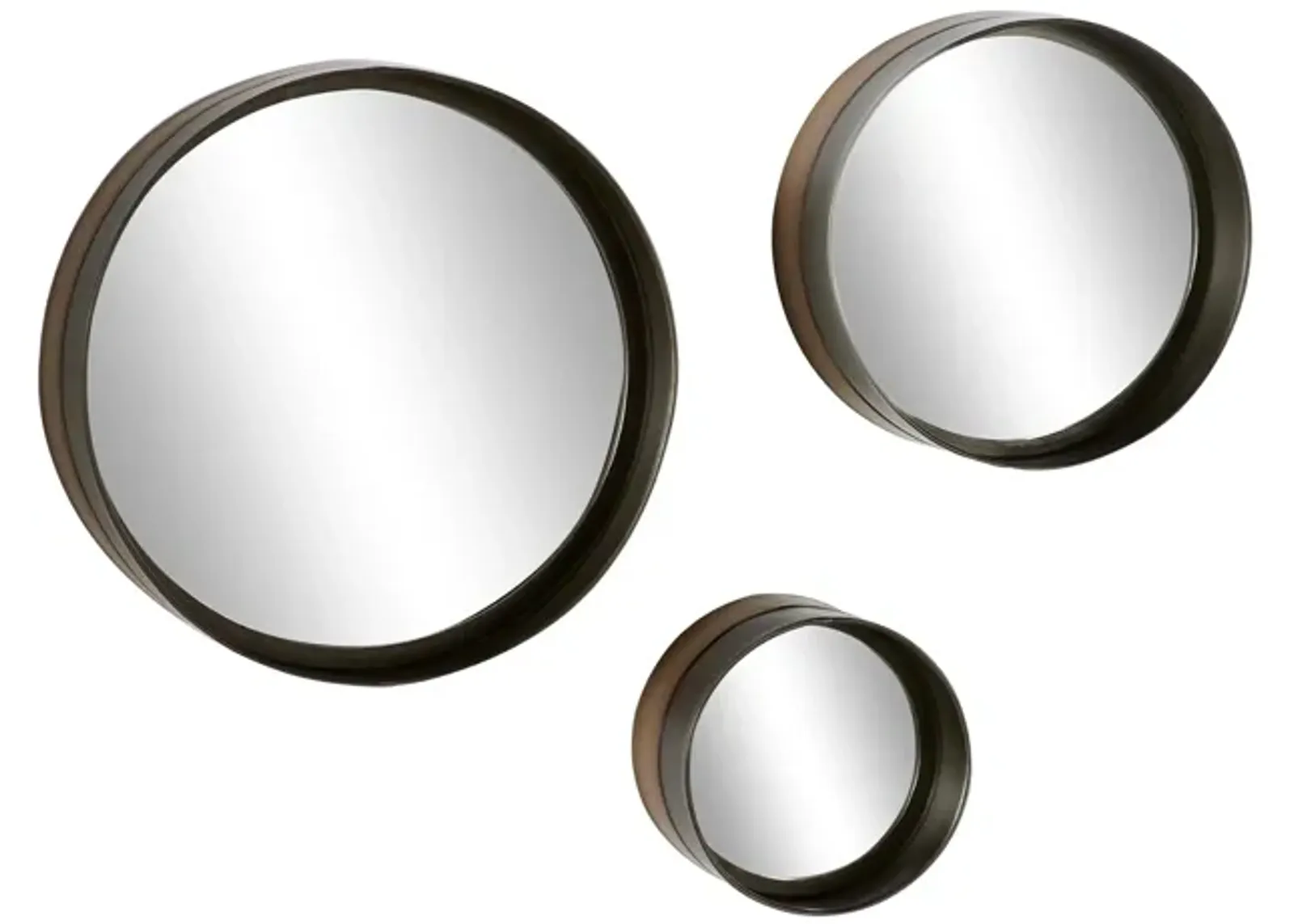 Ivy Collection Set of 3 Black Metal Wall Mirrors in Black by UMA Enterprises