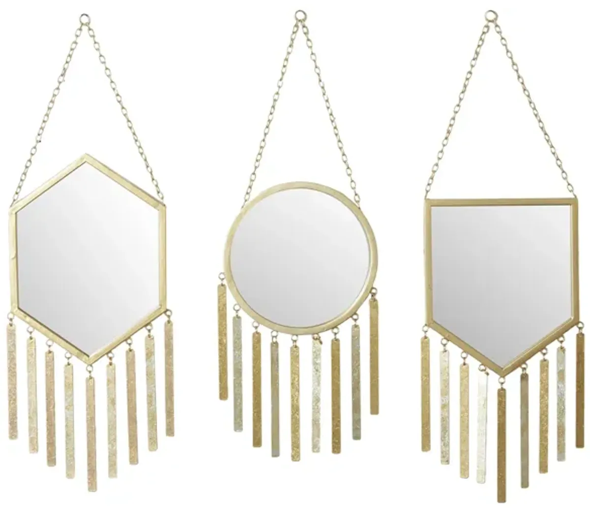 Ivy Collection Set of 3 Gold Metal Wall Mirrors in Gold by UMA Enterprises