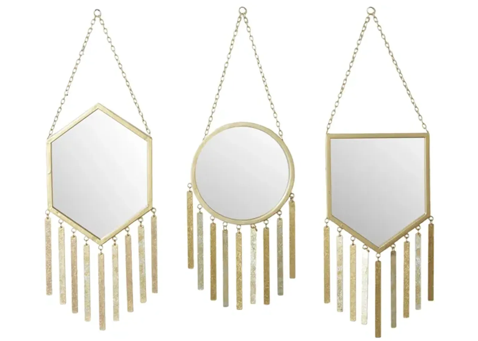 Ivy Collection Set of 3 Gold Metal Wall Mirrors in Gold by UMA Enterprises