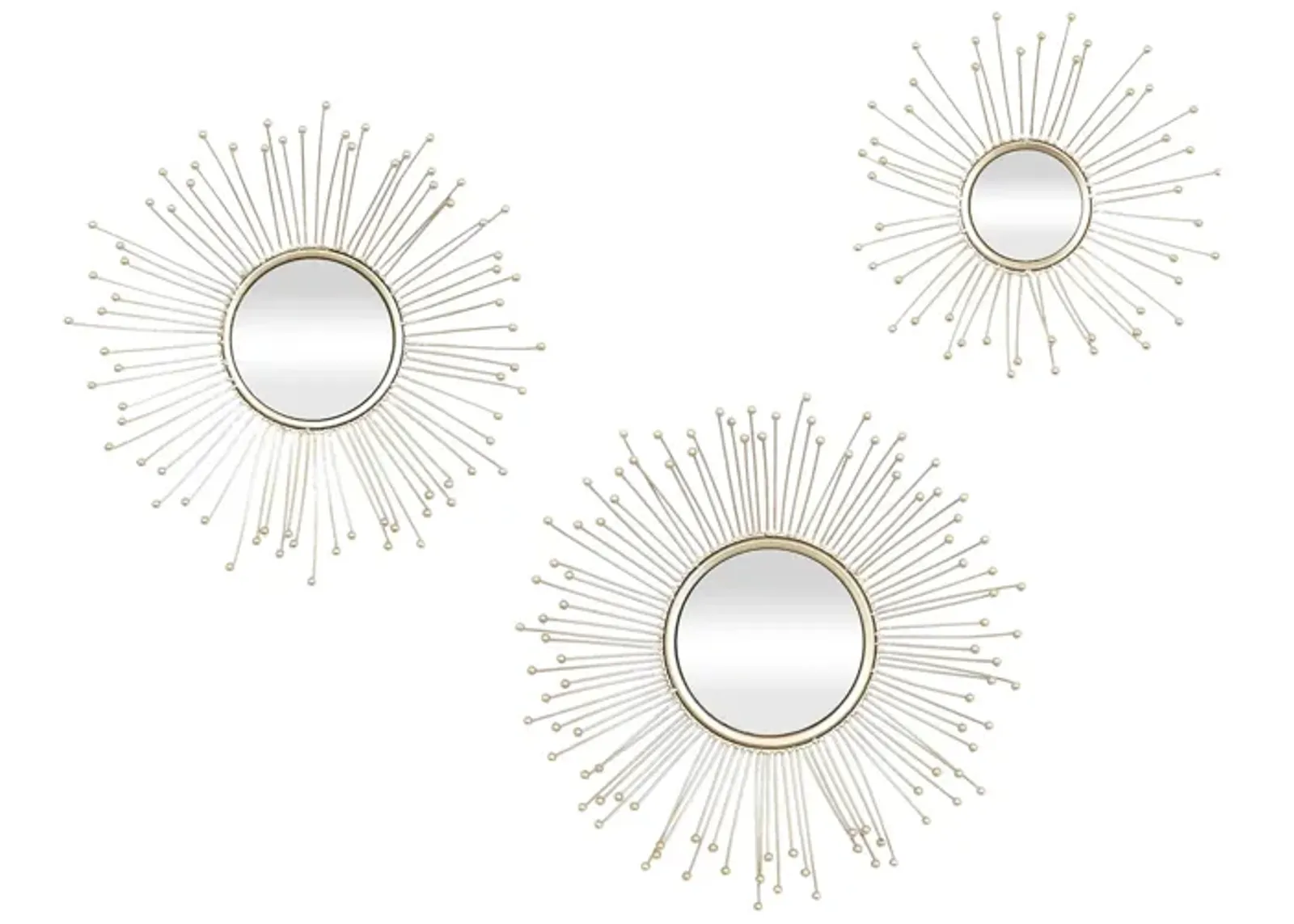 Ivy Collection Set of 3 Gold Metal Wall Mirrors in Gold by UMA Enterprises