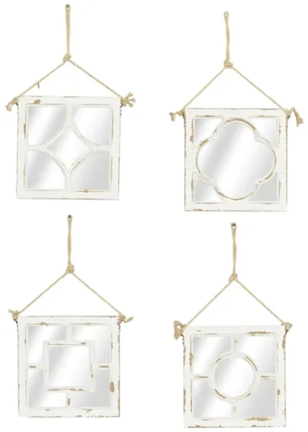 Ivy Collection Set of 4 White Wood Wall Mirrors in White by UMA Enterprises