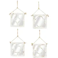 Ivy Collection Set of 4 White Wood Wall Mirrors in White by UMA Enterprises