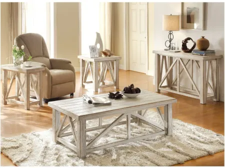 Aberdeen Rectangular Coffee Table in Weathered Worn White by Riverside Furniture