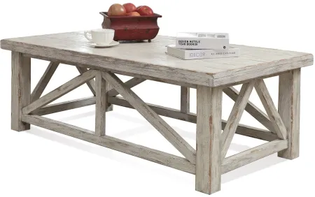 Aberdeen Rectangular Coffee Table in Weathered Worn White by Riverside Furniture
