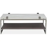 Paradox Rectangular Coffee Table in Pearl/Roast Almond/Platinum by Magnussen Home