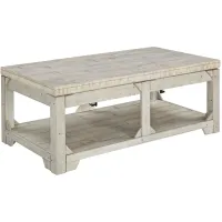 Bookman Lift-Top Cocktail Table in Weathered White Wash by Ashley Furniture