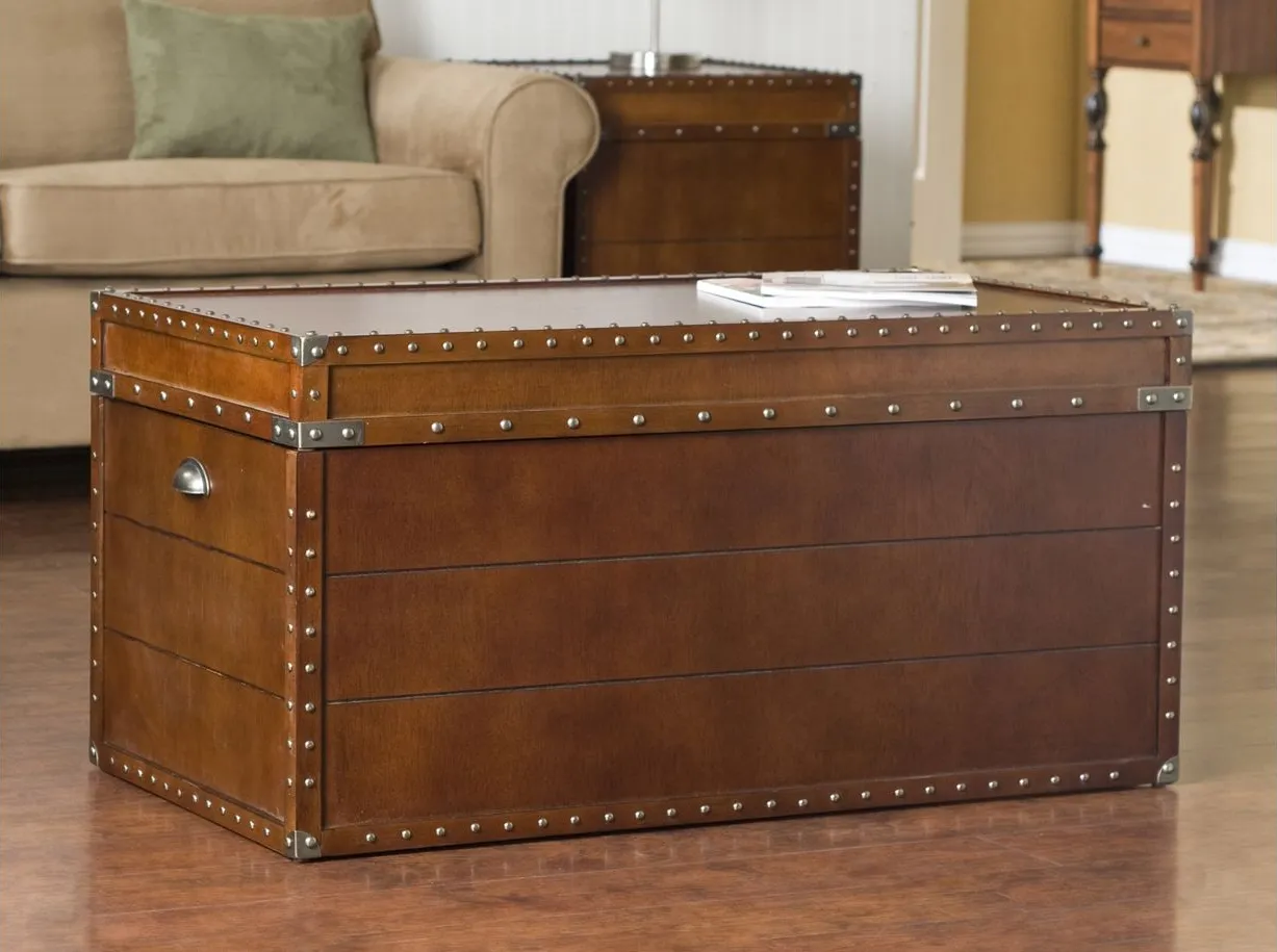 Castleford Steamer Trunk Cocktail in Brown by SEI Furniture