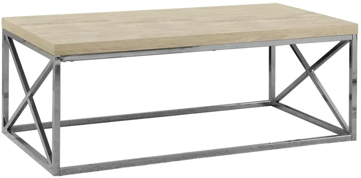 Haan Rectangular Cocktail Table in Natural/Chrome by Monarch Specialties