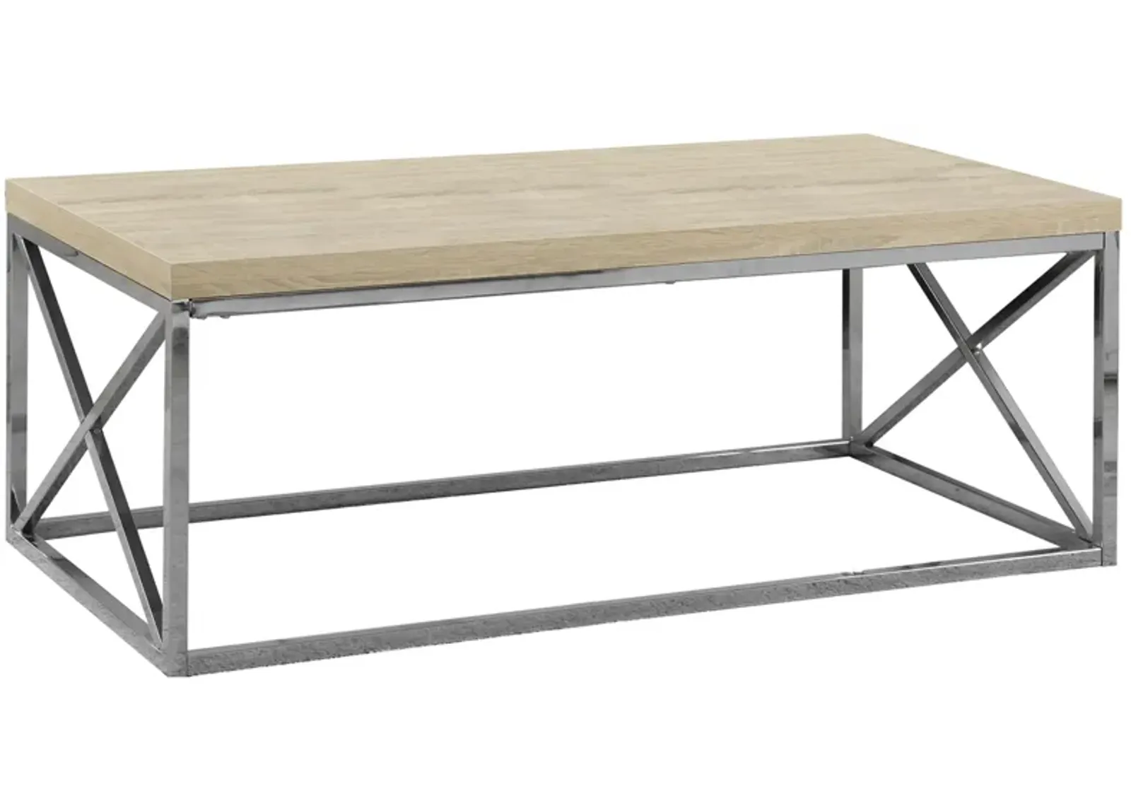 Haan Rectangular Cocktail Table in Natural/Chrome by Monarch Specialties