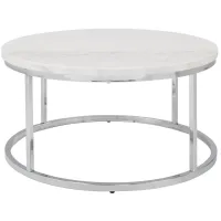 Sabrina Cocktail Table in Chrome; White by Steve Silver Co.
