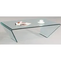 Ben Rectangle Cocktail Table in Clear Glass by Chintaly Imports