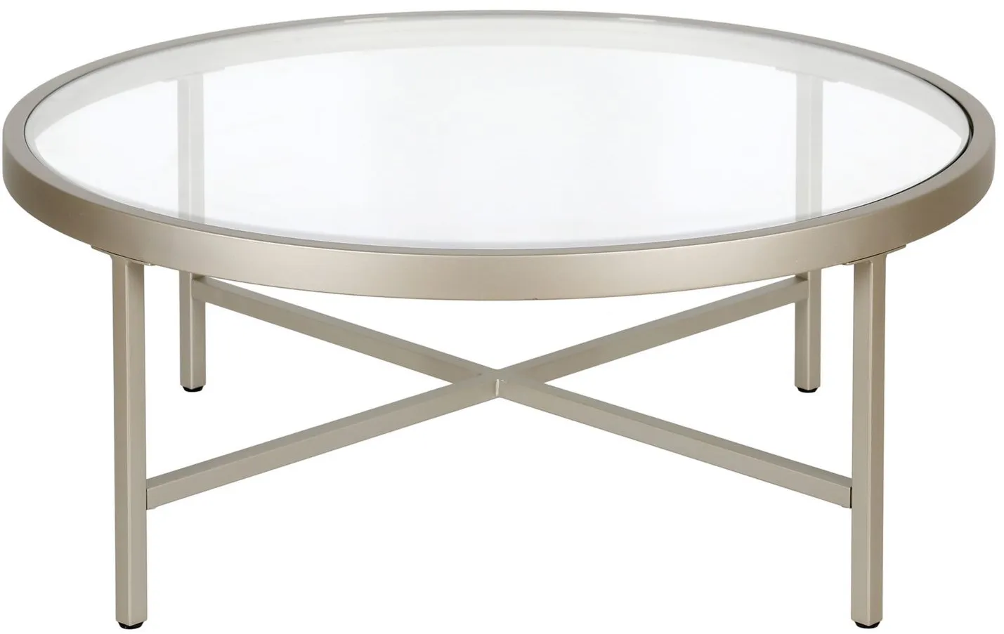 Iani Round Coffee Table in Satin Nickel by Hudson & Canal