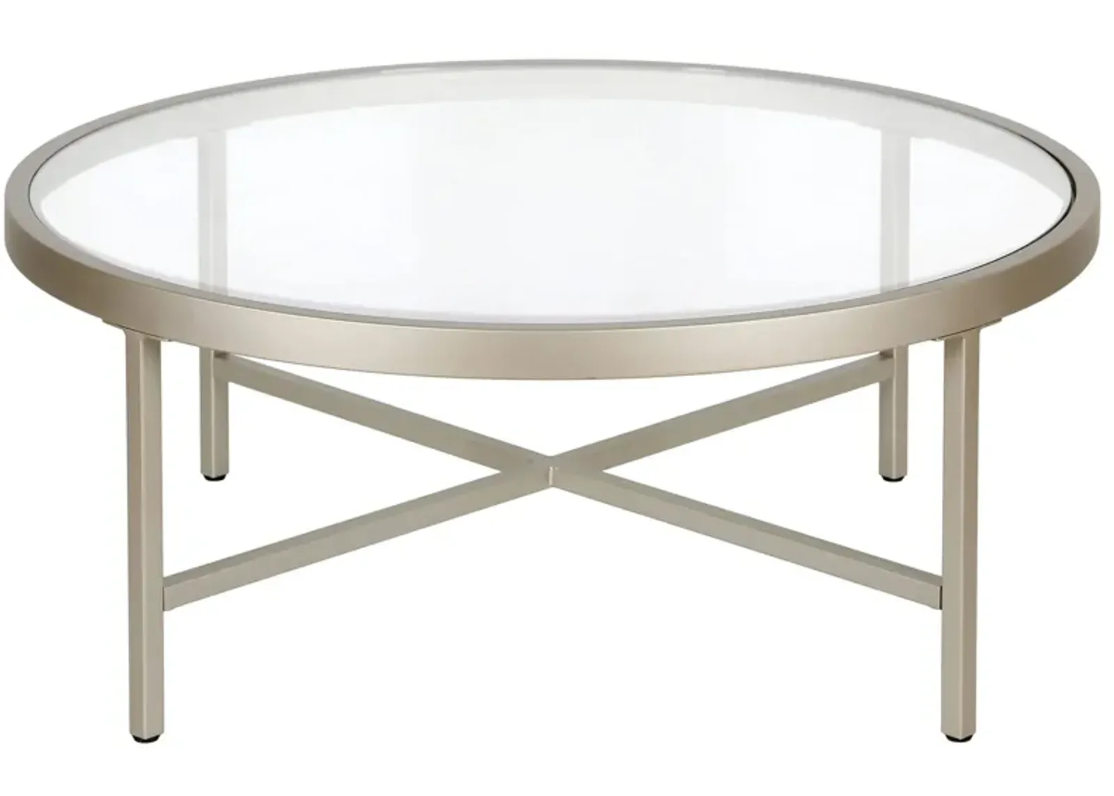 Iani Round Coffee Table in Satin Nickel by Hudson & Canal