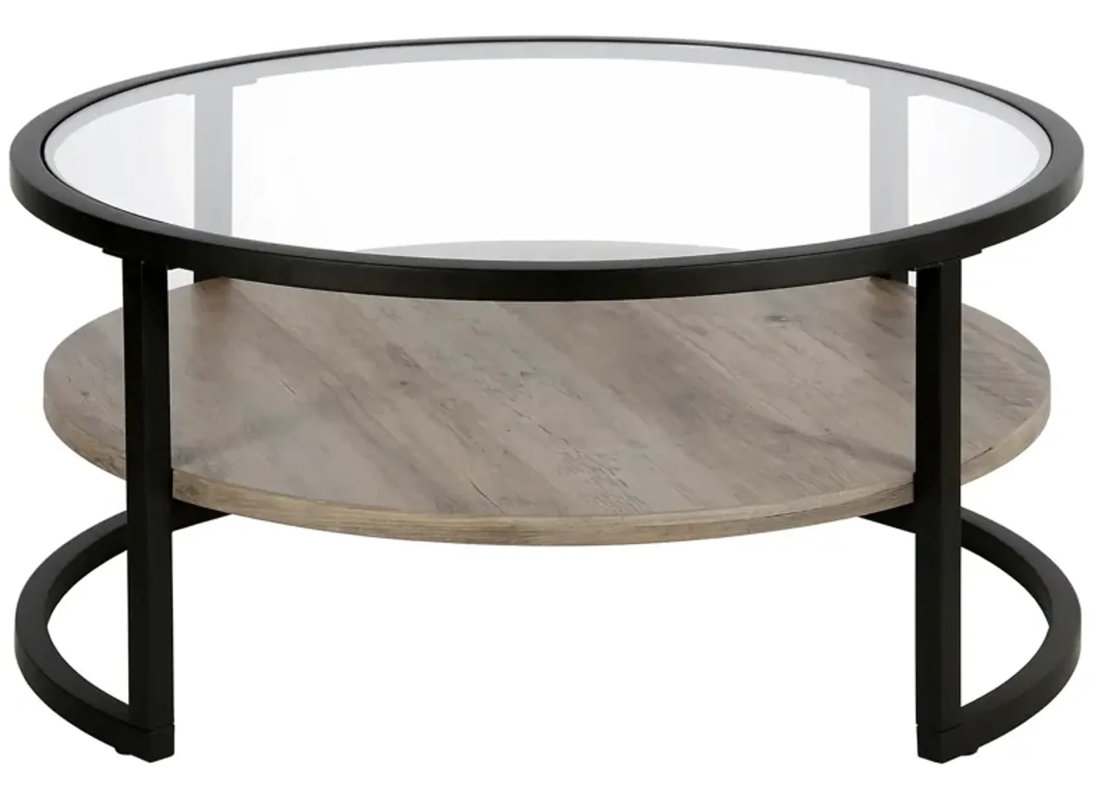 Quentin Round Coffee Table in Blackened Bronze/Gray Oak by Hudson & Canal