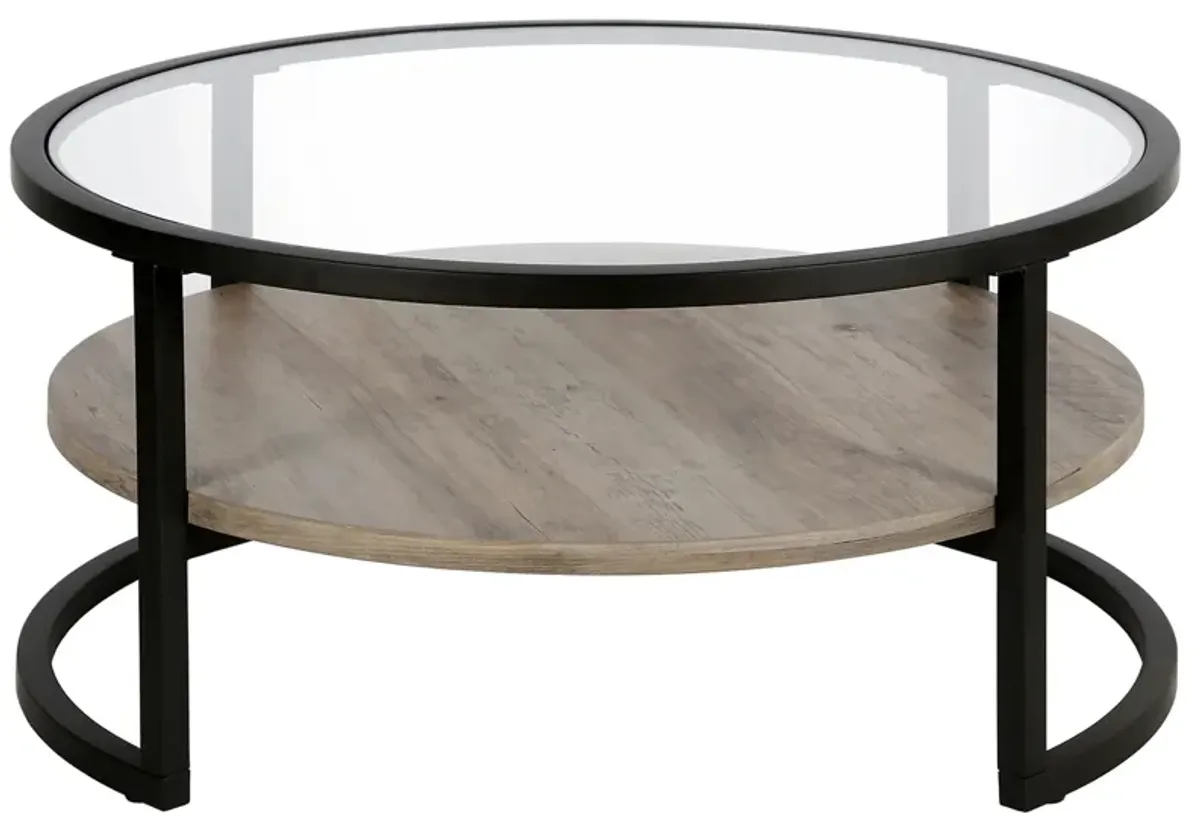 Quentin Round Coffee Table in Blackened Bronze/Gray Oak by Hudson & Canal