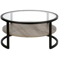Quentin Round Coffee Table in Blackened Bronze/Gray Oak by Hudson & Canal