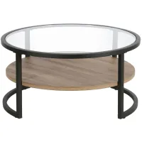 Quentin Round Coffee Table in Blackened Bronze/Medium Oak by Hudson & Canal