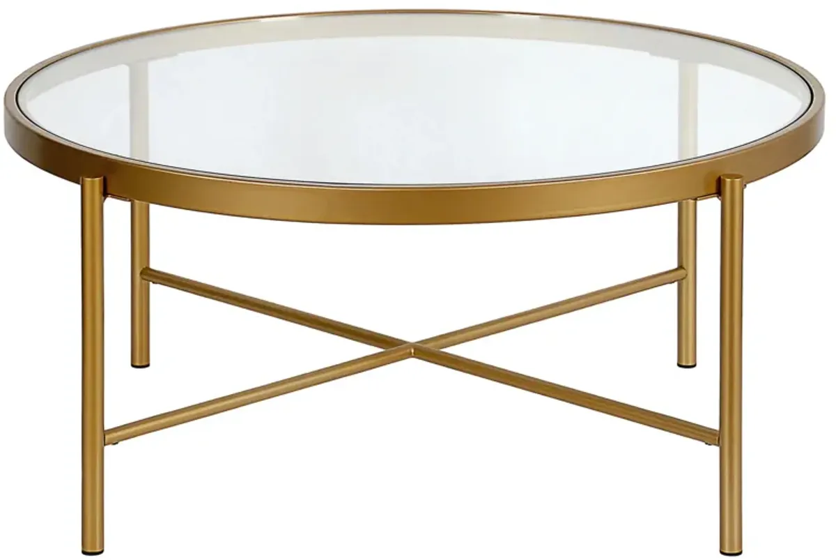 Duxbury Round Coffee Table in Brass by Hudson & Canal