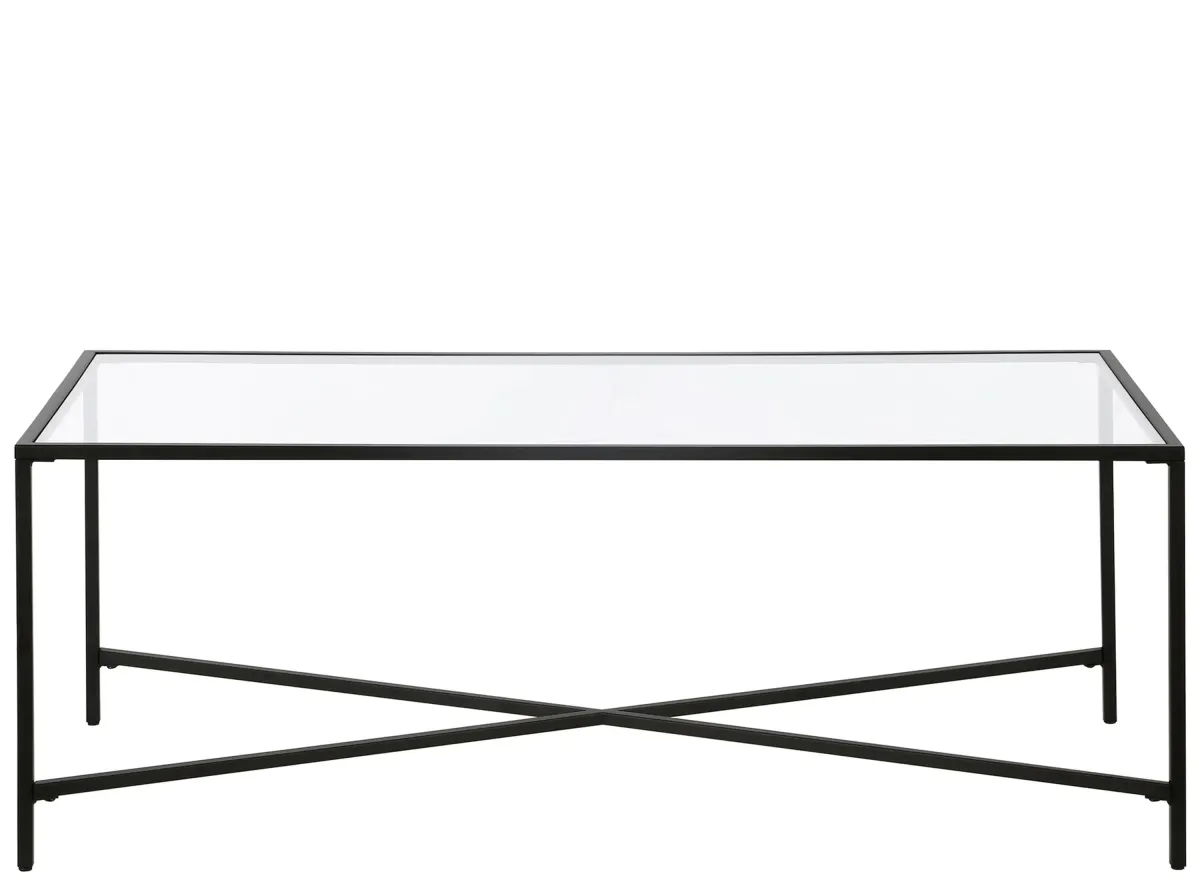 Edena Rectangular Coffee Table with Glass Top in Blackened Bronze by Hudson & Canal