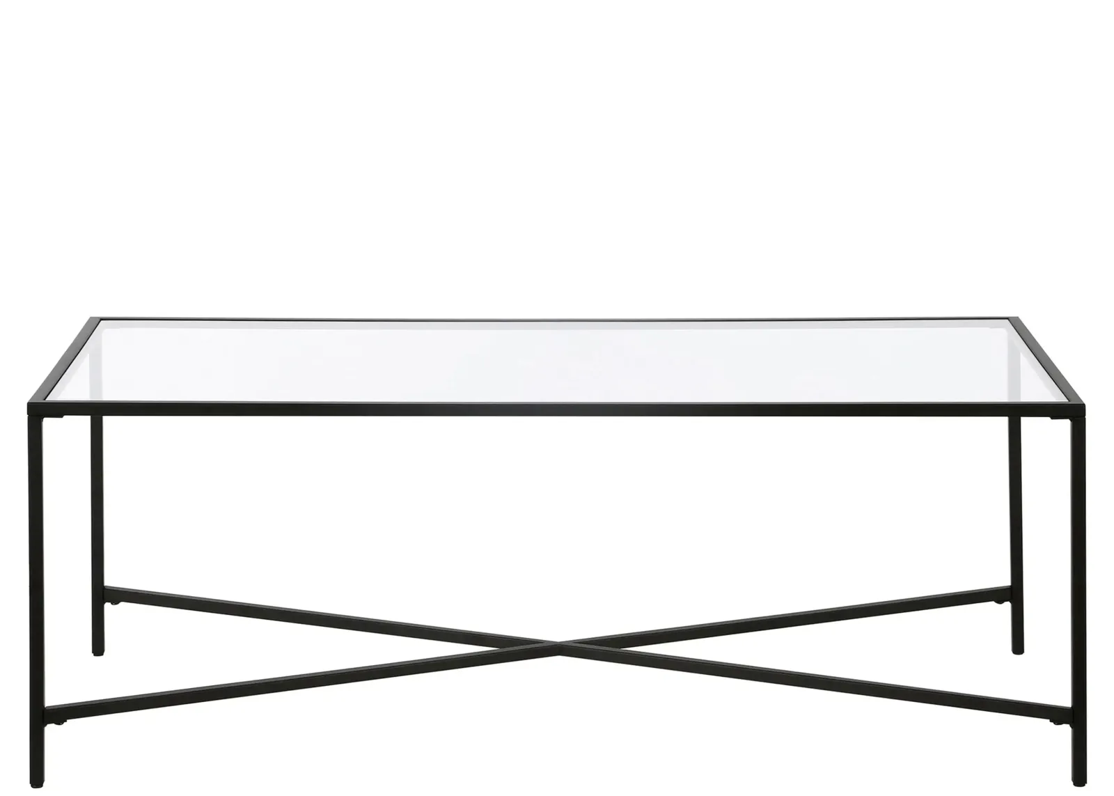 Edena Rectangular Coffee Table with Glass Top in Blackened Bronze by Hudson & Canal