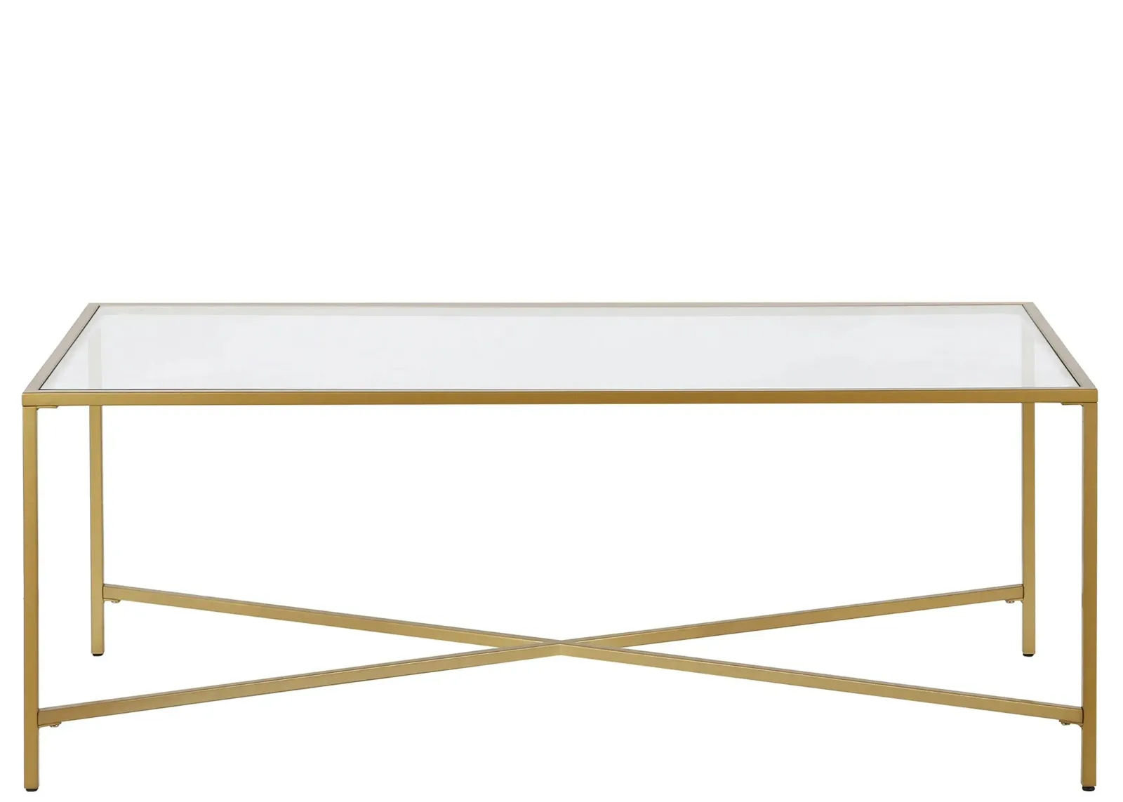 Edena Rectangular Coffee Table with Glass Top in Brass by Hudson & Canal