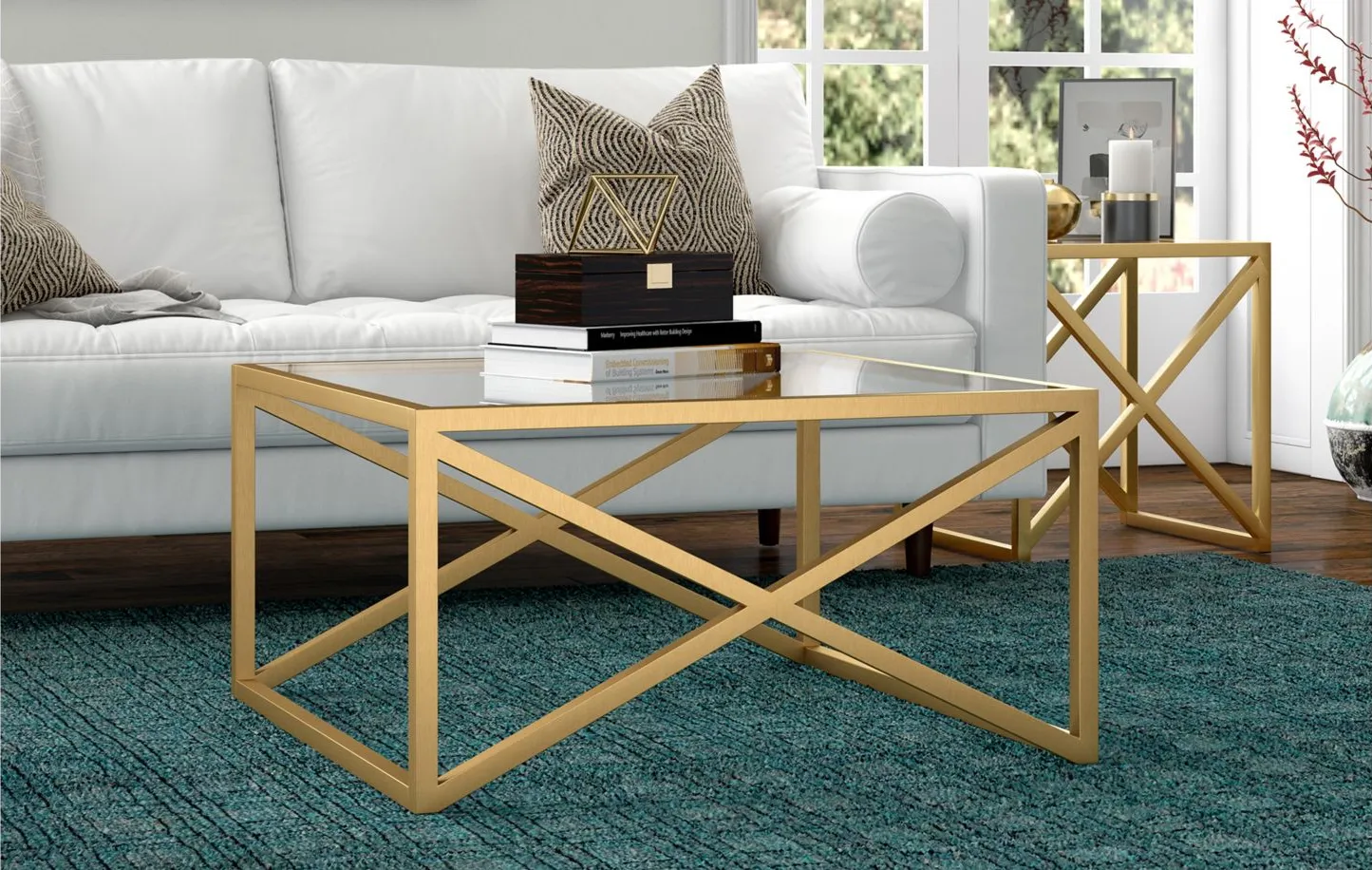 Sarmento Square Coffee Table in Brass by Hudson & Canal