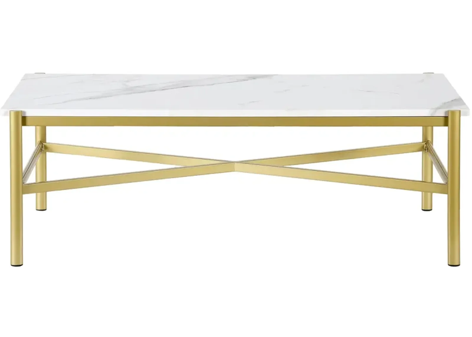 Nagle Rectangular Coffee Table with Faux Marble Top in Gold by Hudson & Canal