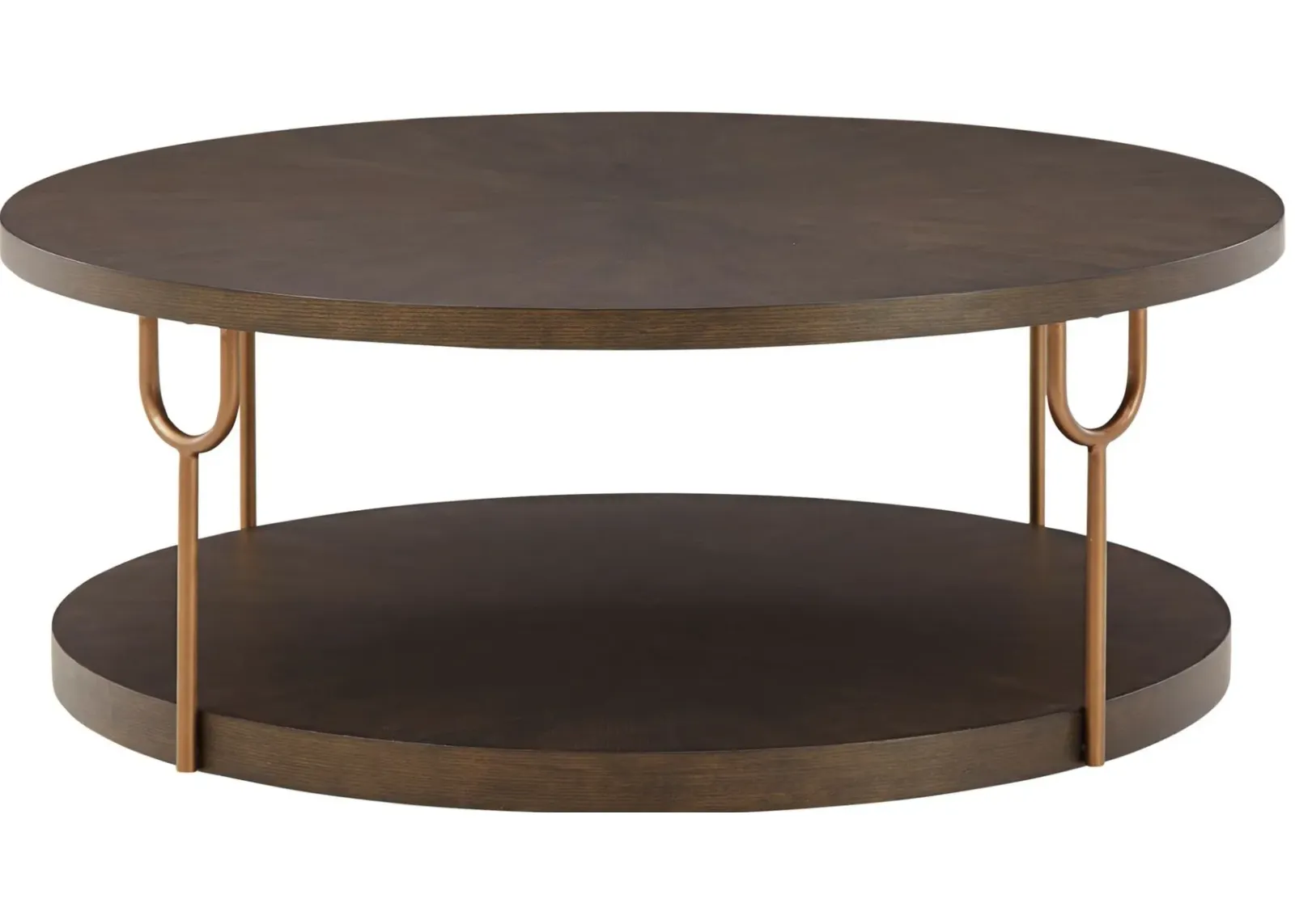 Jerison Round Cocktail Table in Dark Brown/Gold Finish by Ashley Furniture