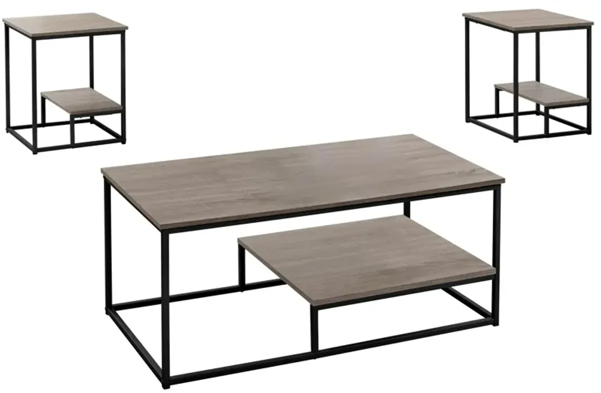 Monarch Specialties 3-pc. Table Set in Dark Taupe by Monarch Specialties