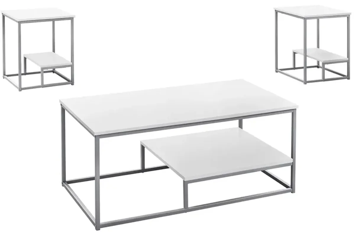 Monarch Specialties 3-pc. Table Set in White by Monarch Specialties