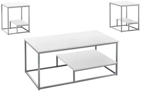 Monarch Specialties 3pc. Table Set in White by Monarch Specialties