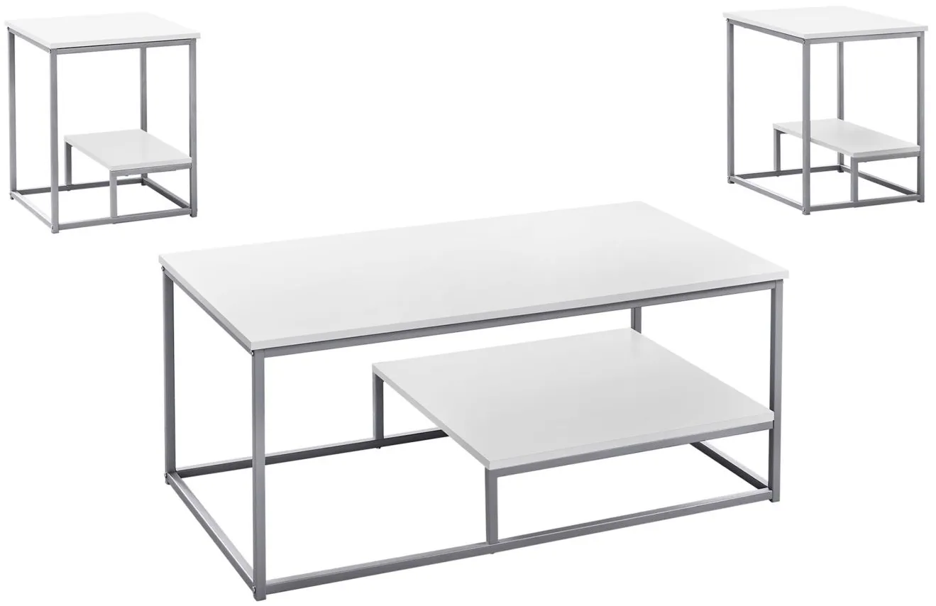 Monarch Specialties 3pc. Table Set in White by Monarch Specialties