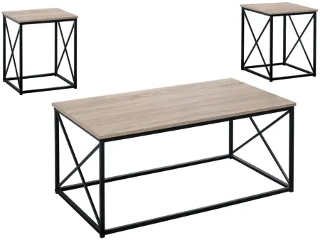 Monarch Specialties 3pc. Table Set in Dark Taupe by Monarch Specialties