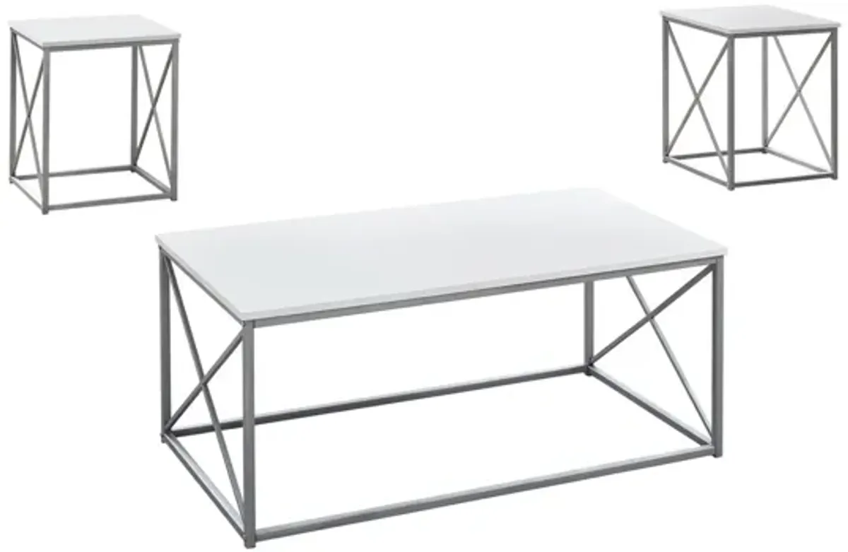 Monarch Specialties 3-pc. Table Set in White by Monarch Specialties