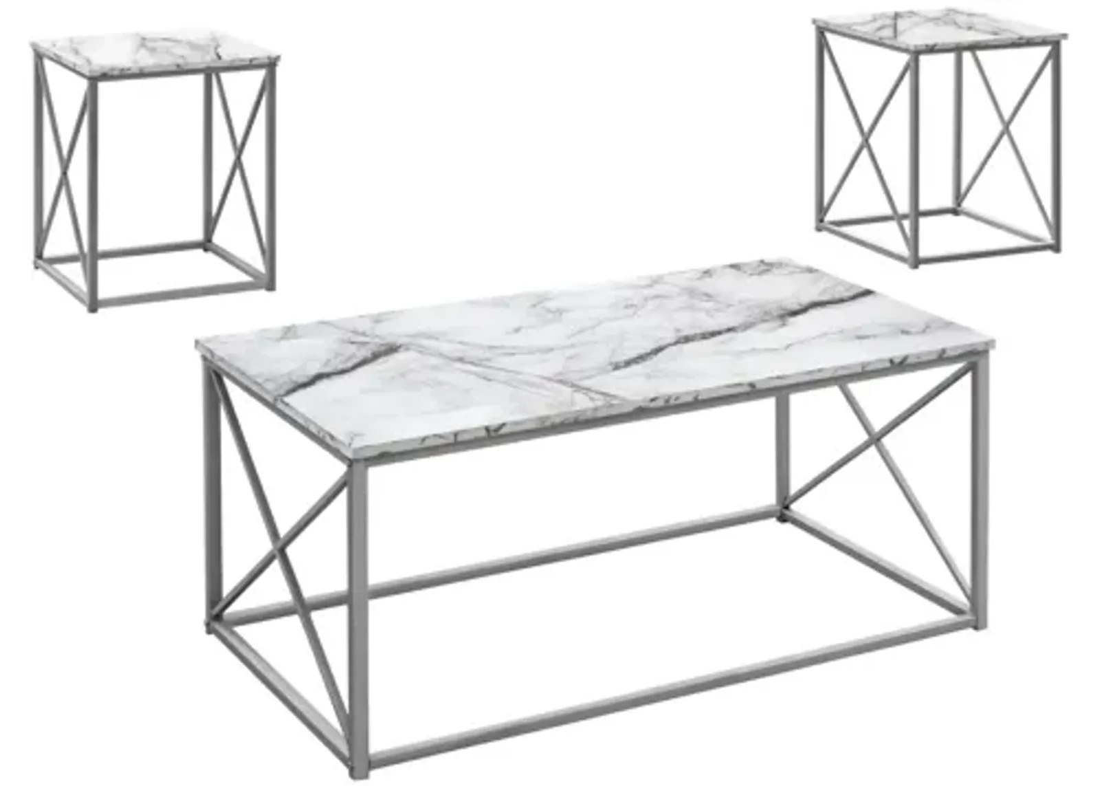 Monarch Specialties 3-pc. Table Set in White by Monarch Specialties