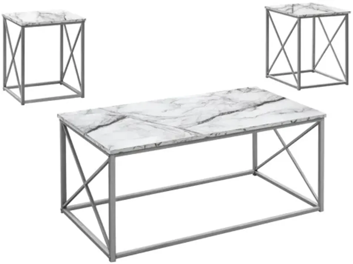 Monarch Specialties 3-pc. Table Set in White by Monarch Specialties