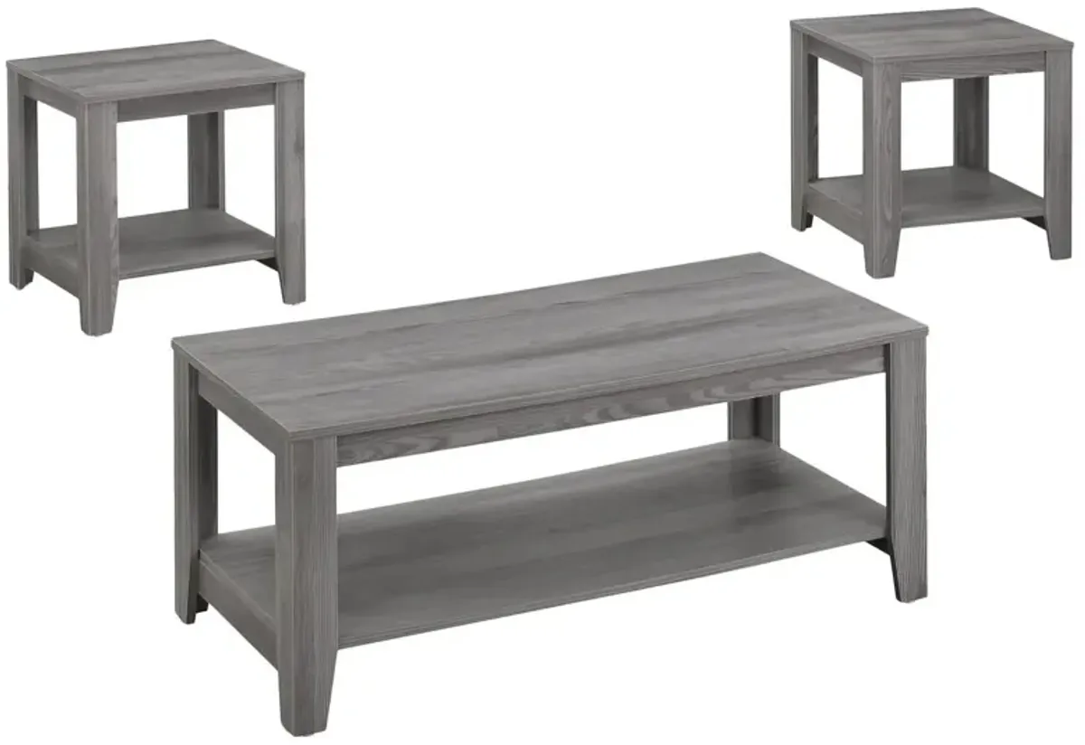 Monarch Specialties 3-pc. Table Set in Grey by Monarch Specialties