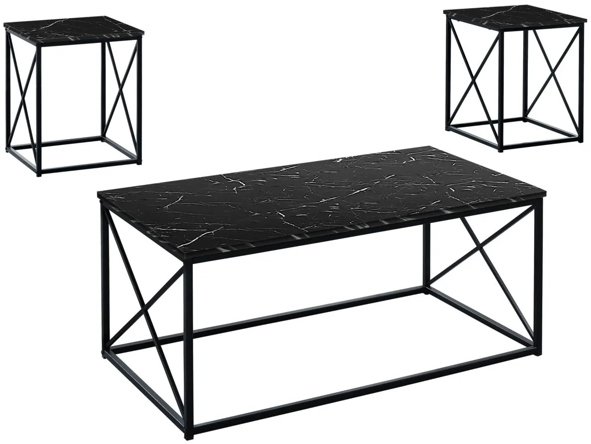 Monarch Specialties 3pc. Table Set in Black by Monarch Specialties
