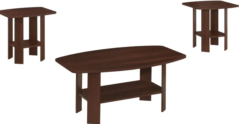 Monarch Specialties 3pc. Table Set in Cherry by Monarch Specialties