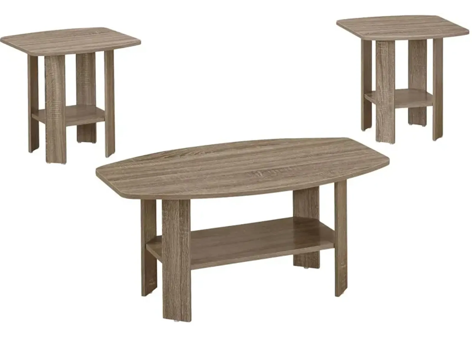 Monarch Specialties 3-pc. Table Set in Dark Taupe by Monarch Specialties