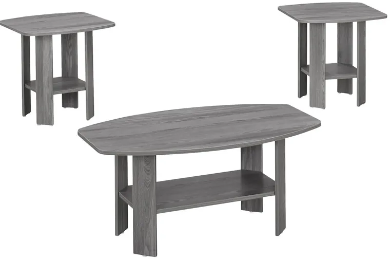 Monarch Specialties 3-pc. Table Set in Grey by Monarch Specialties