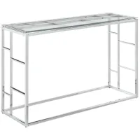 Addie Glass Cocktail Table in Clear/Polished SS by Chintaly Imports