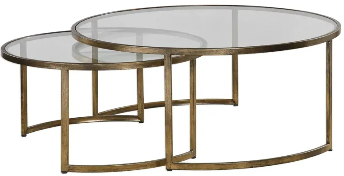 Rhea Round Nesting Coffee Table in Gold by Uttermost