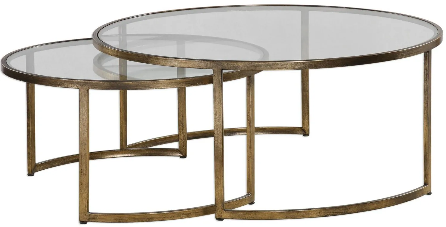 Rhea Round Nesting Coffee Table in Gold by Uttermost