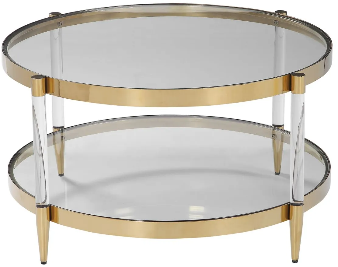 Kingfield Glass Coffee Table in gold by Uttermost