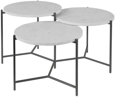 Contarini Tiered Coffee Table in white / gunmetal by Uttermost