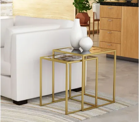 Calais Nesting Tables in Gold by Zuo Modern